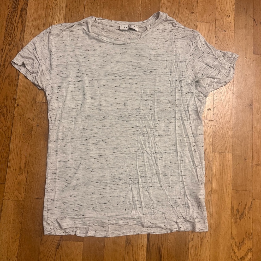 Sandro Light Gray Speckled Crewneck Short Sleeve Tee